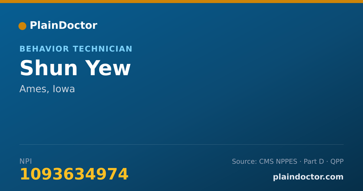 Shareable card for Shun Yew - Behavior Technician, Ames, IA