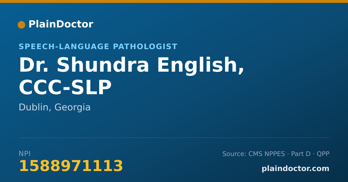 Shareable card for Shundra English, CCC-SLP - Speech-Language Pathologist, Dublin, GA