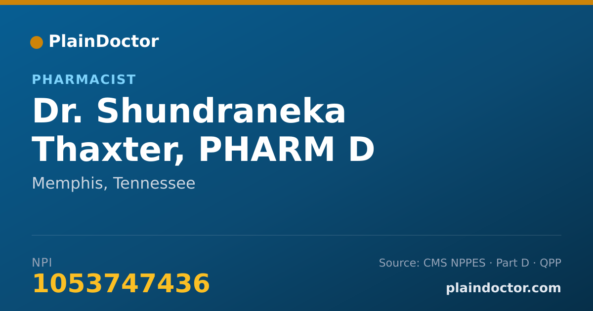 Shareable card for Shundraneka Thaxter, PHARM D - Pharmacist, Memphis, TN