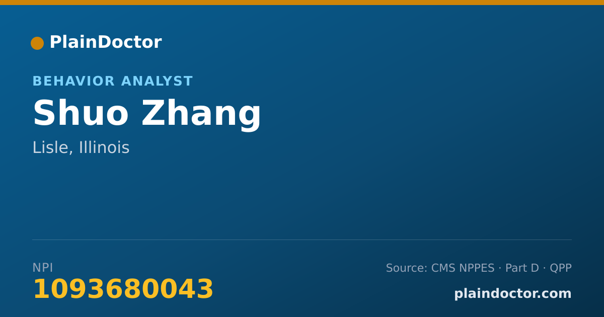 Shareable card for Shuo Zhang - Behavior Analyst, Lisle, IL