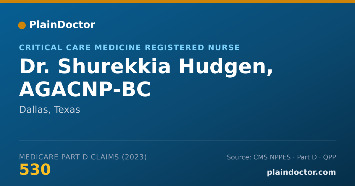 Shareable card for Shurekkia Hudgen, AGACNP-BC - Critical Care Medicine Registered Nurse, Dallas, TX