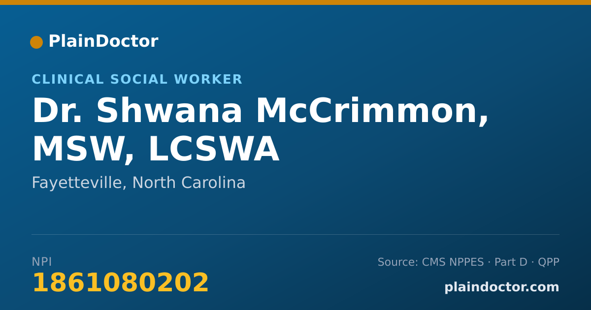 Shareable card for Shwana McCrimmon, MSW, LCSWA - Clinical Social Worker, Fayetteville, NC