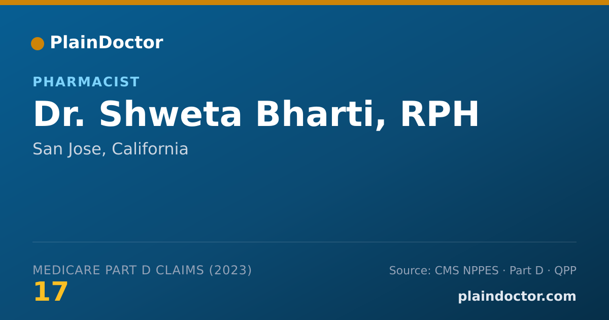 Shareable card for Shweta Bharti, RPH - Pharmacist, San Jose, CA