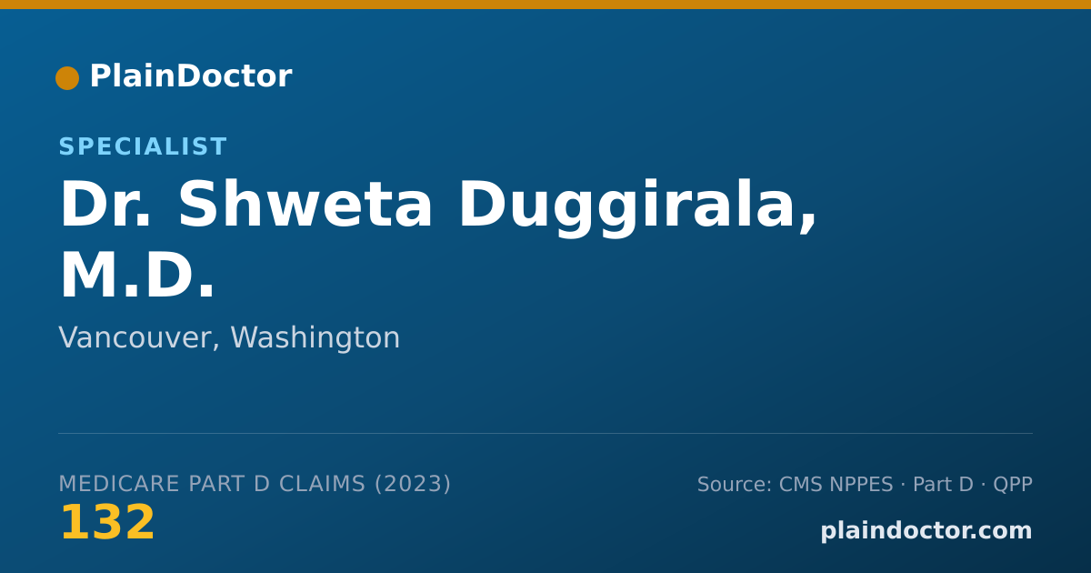 Shareable card for Shweta Duggirala, M.D. - Specialist, Vancouver, WA