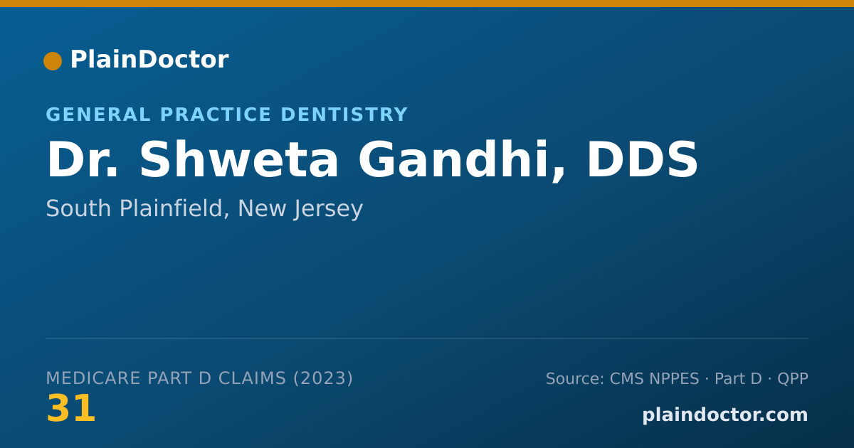 Shareable card for Shweta Gandhi, DDS - General Practice Dentistry, South Plainfield, NJ