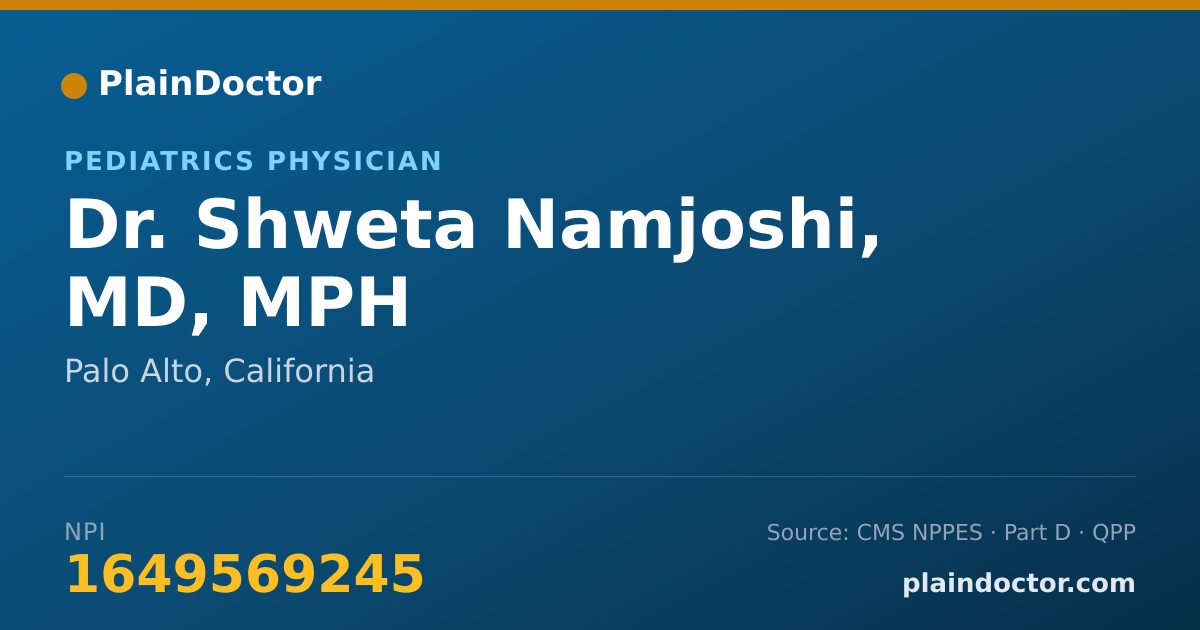 Shareable card for Shweta Namjoshi, MD, MPH - Pediatrics Physician, Palo Alto, CA