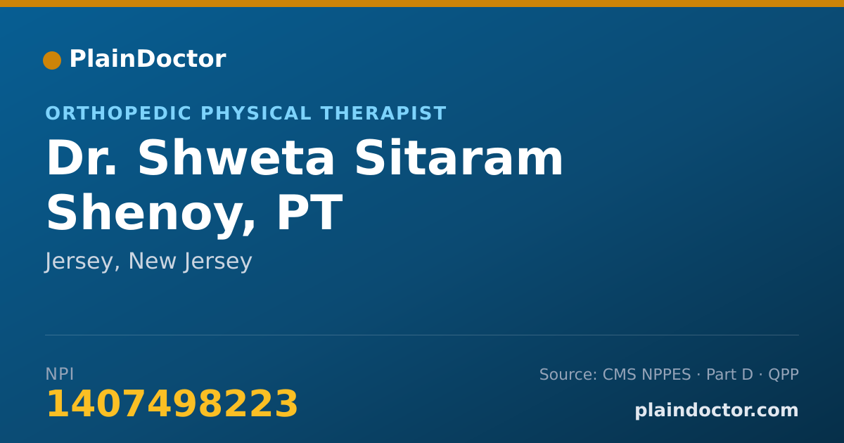 Shareable card for Shweta Sitaram Shenoy, PT - Orthopedic Physical Therapist, Jersey, NJ