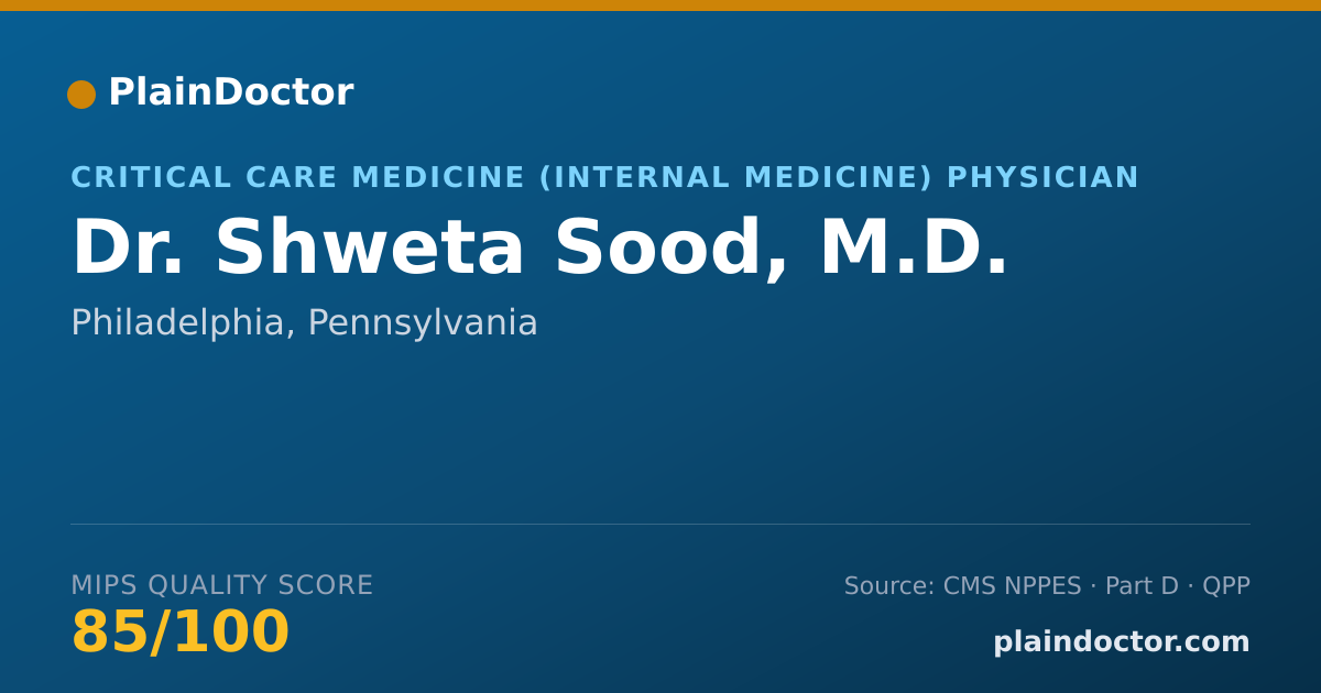 Shareable card for Shweta Sood, M.D. - Critical Care Medicine (Internal Medicine) Physician, Philadelphia, PA