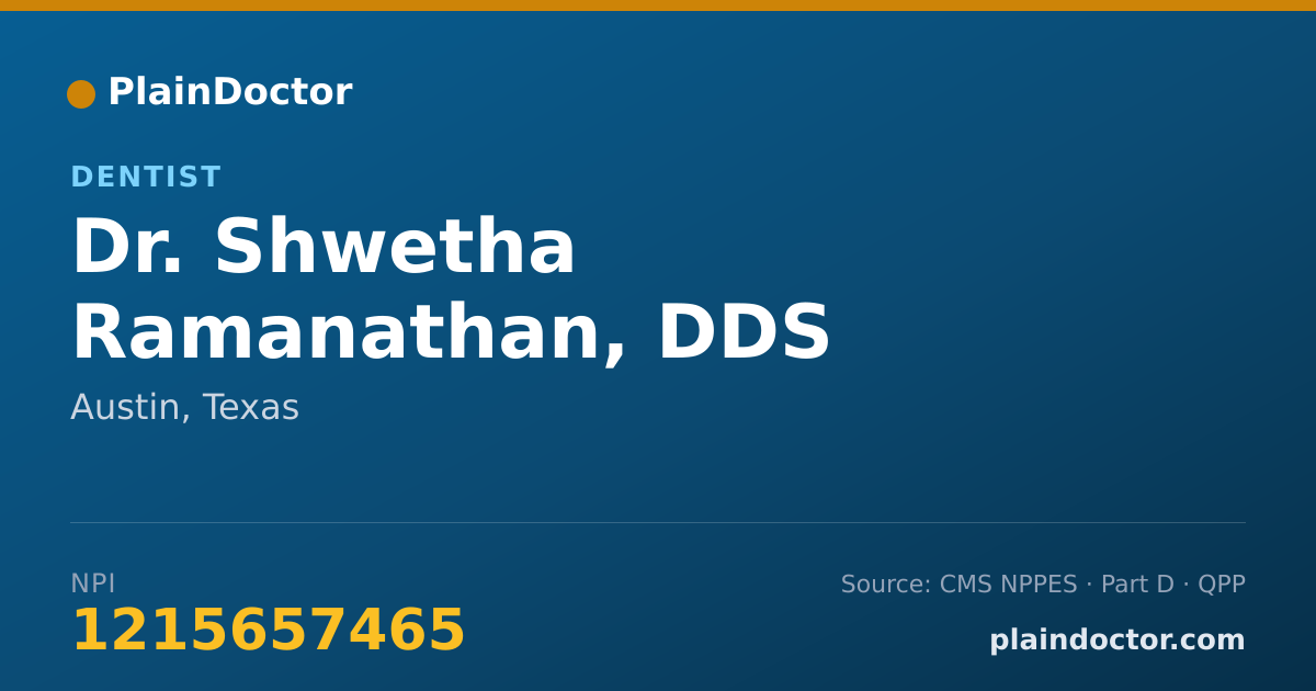 Shareable card for Shwetha Ramanathan, DDS - Dentist, Austin, TX