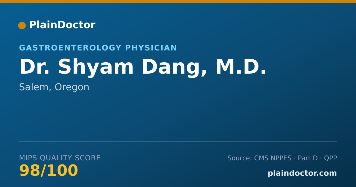 Shareable card for Shyam Dang, M.D. - Gastroenterology Physician, Salem, OR
