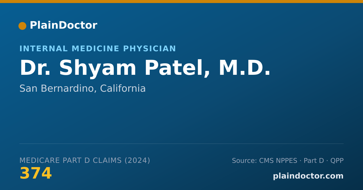 Shareable card for Shyam Patel, M.D. - Internal Medicine Physician, San Bernardino, CA