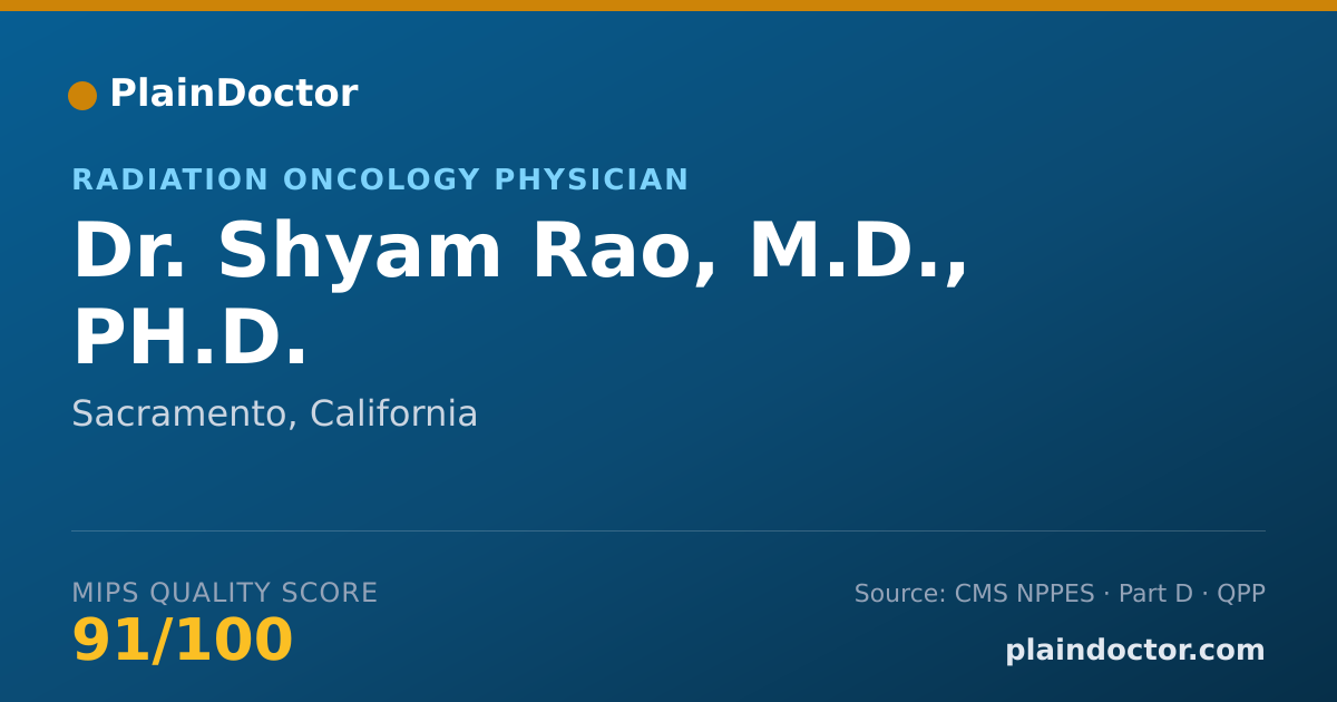 Shareable card for Shyam Rao, M.D., PH.D. - Radiation Oncology Physician, Sacramento, CA