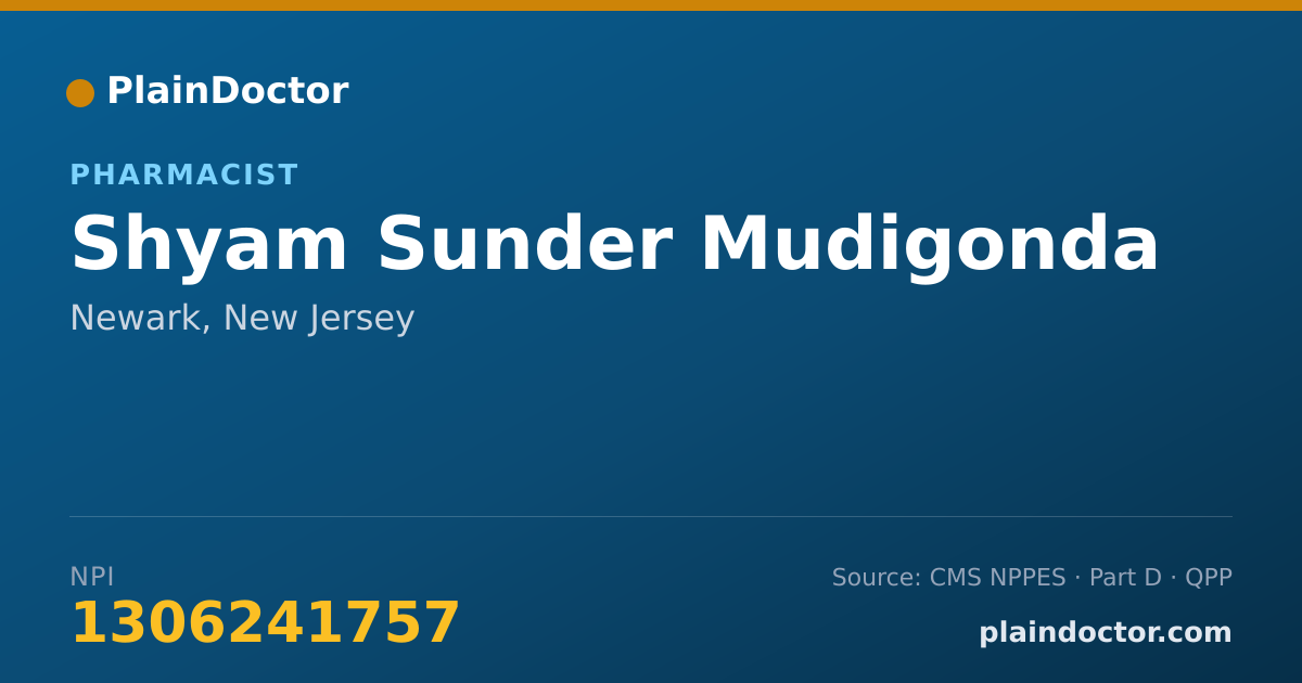 Shareable card for Shyam Sunder Mudigonda - Pharmacist, Newark, NJ