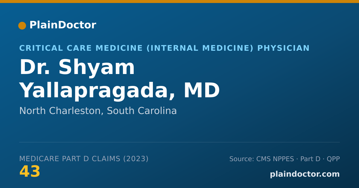 Shareable card for Shyam Yallapragada, MD - Critical Care Medicine (Internal Medicine) Physician, North Charleston, SC