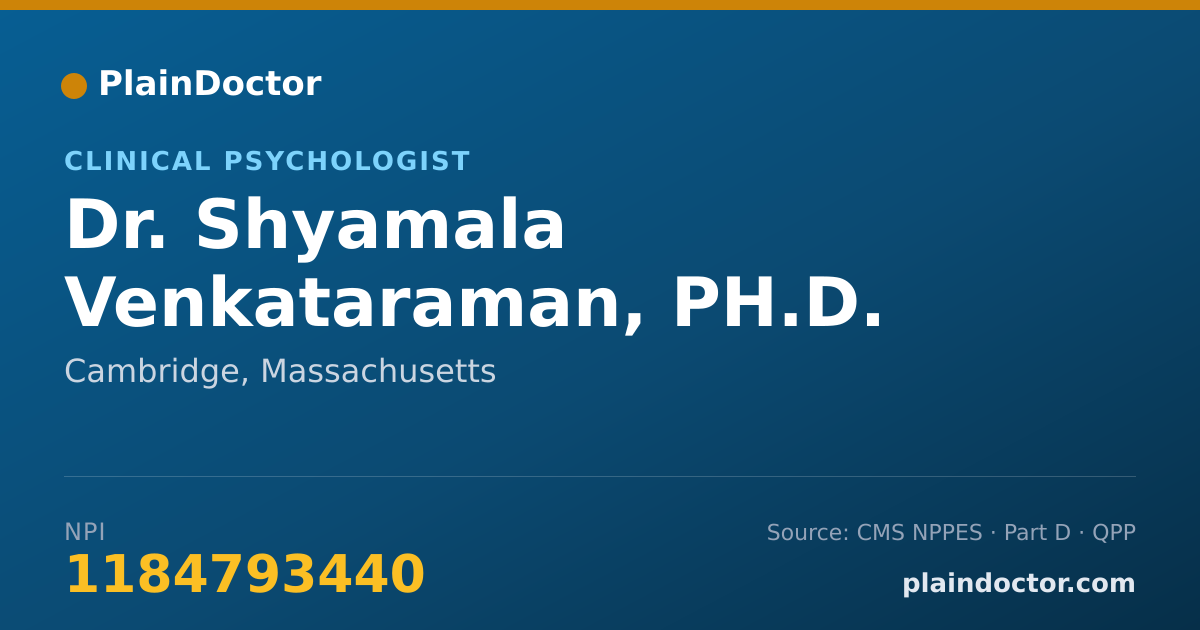 Shareable card for Shyamala Venkataraman, PH.D. - Clinical Psychologist, Cambridge, MA