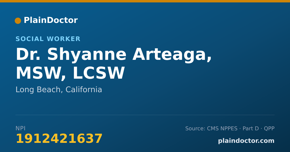 Shareable card for Shyanne Arteaga, MSW, LCSW - Social Worker, Long Beach, CA