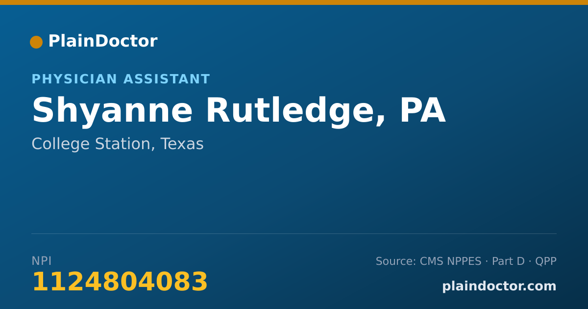 Shareable card for Shyanne Rutledge, PA - Physician Assistant, College Station, TX