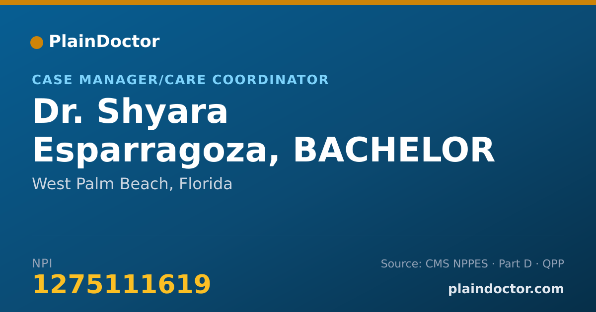 Shareable card for Shyara Esparragoza, BACHELOR DEGREE - Case Manager/Care Coordinator, West Palm Beach, FL