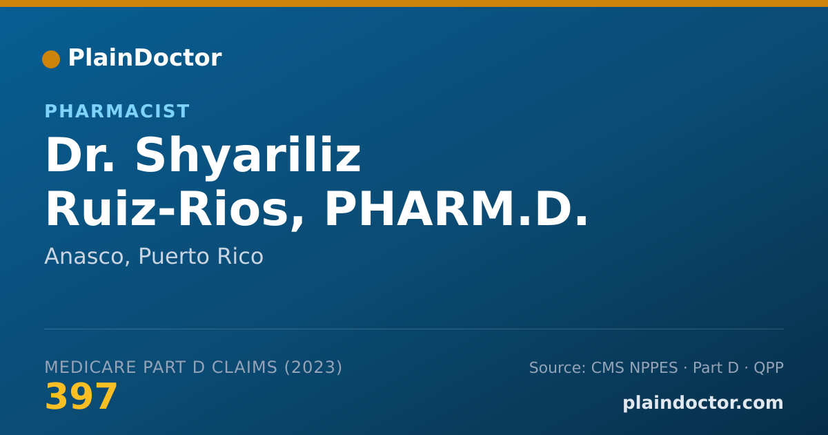 Shareable card for Shyariliz Ruiz-Rios, PHARM.D. - Pharmacist, Anasco, PR
