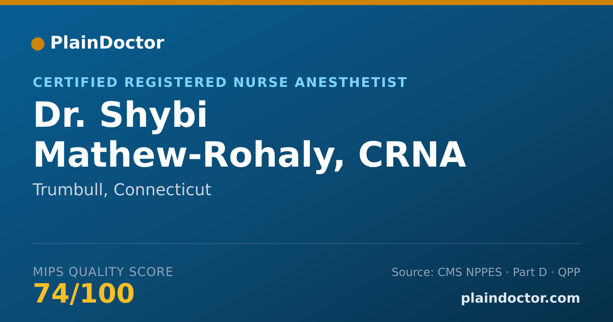 Shareable card for Shybi Mathew-Rohaly, CRNA - Certified Registered Nurse Anesthetist, Trumbull, CT
