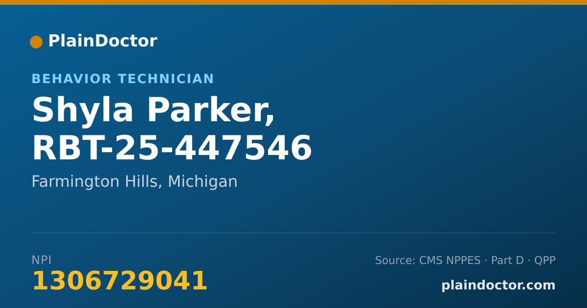 Shareable card for Shyla Parker, RBT-25-447546 - Behavior Technician, Fayetteville, NC