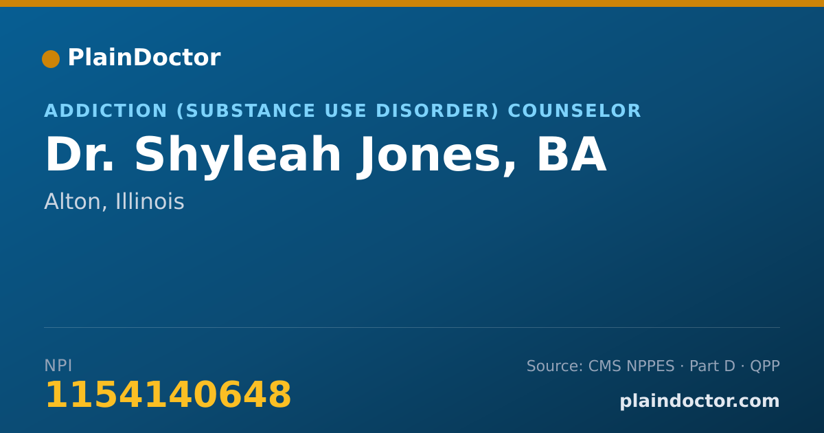 Shareable card for Shyleah Jones, BA - Addiction (Substance Use Disorder) Counselor, Alton, IL