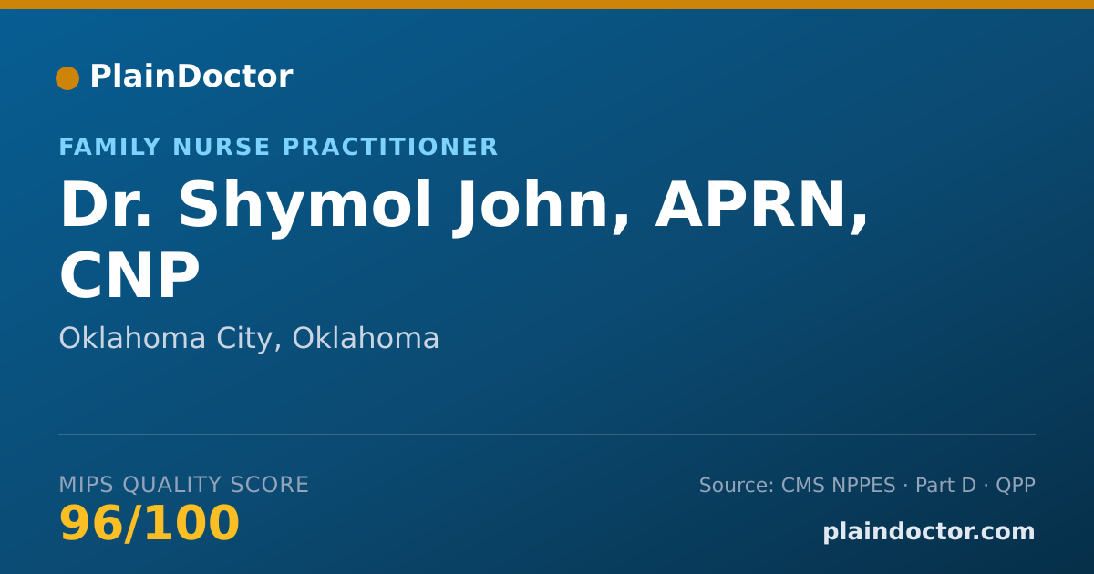 Shareable card for Shymol John, APRN, CNP - Family Nurse Practitioner, Oklahoma City, OK