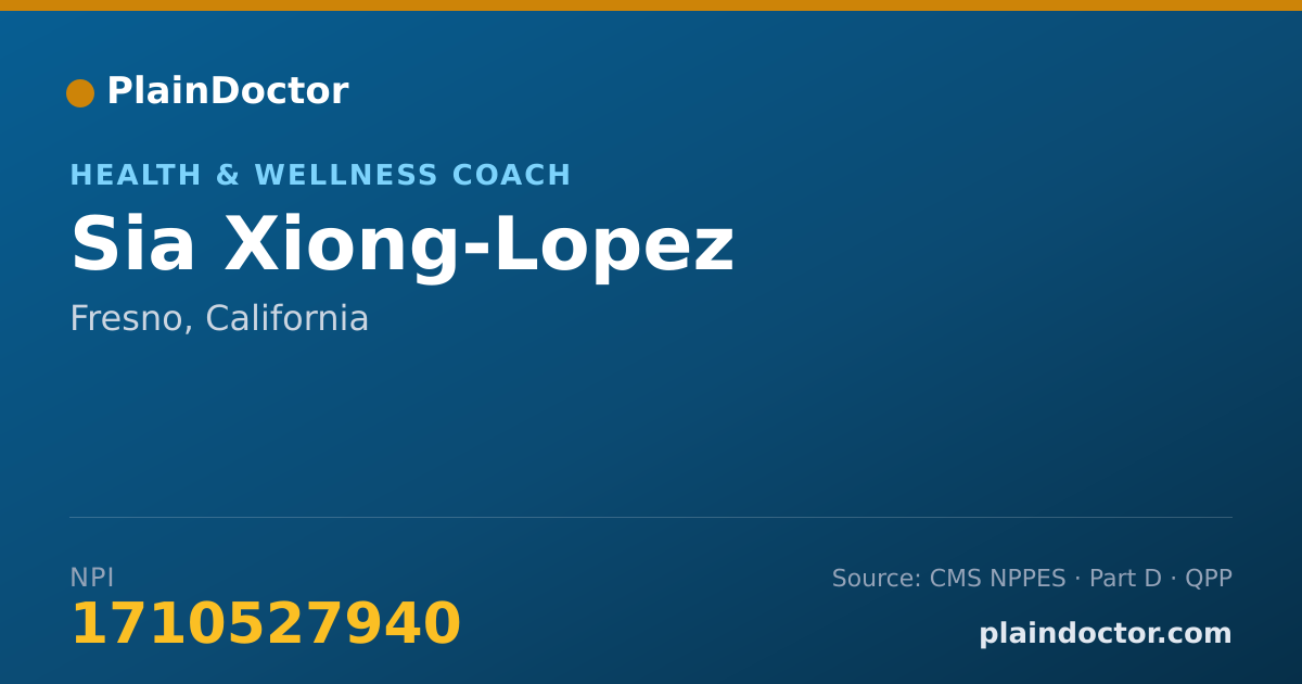 Shareable card for Sia Xiong-Lopez - Health & Wellness Coach, Fresno, CA