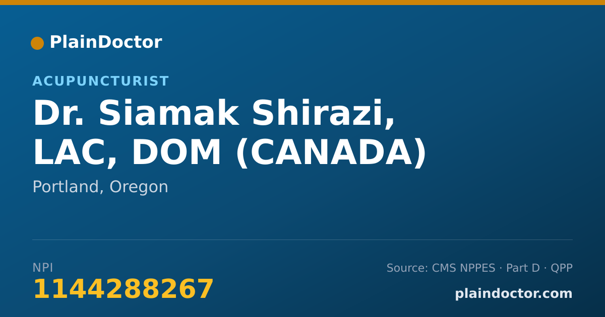 Shareable card for Siamak Shirazi, LAC, DOM (CANADA) - Acupuncturist, Portland, OR