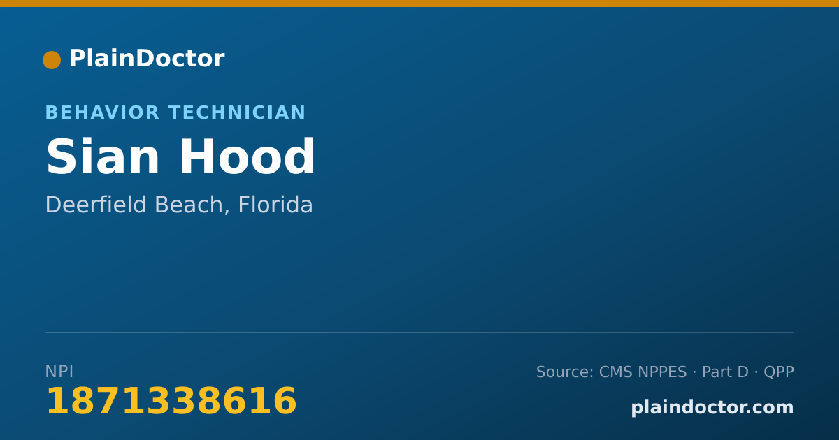 Shareable card for Sian Hood - Behavior Technician, Deerfield Beach, FL
