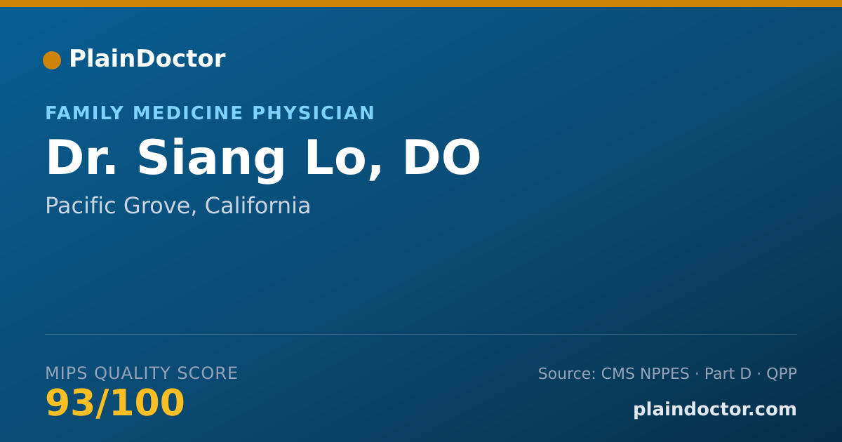 Shareable card for Siang Lo, DO - Family Medicine Physician, Pacific Grove, CA
