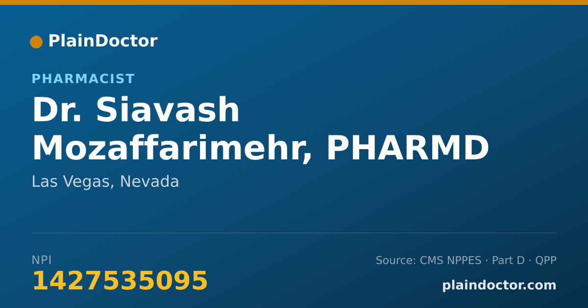 Shareable card for Siavash Mozaffarimehr, PHARMD - Pharmacist, Las Vegas, NV