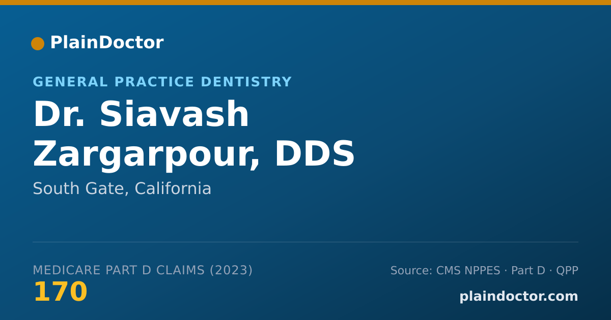 Shareable card for Siavash Zargarpour, DDS - General Practice Dentistry, South Gate, CA