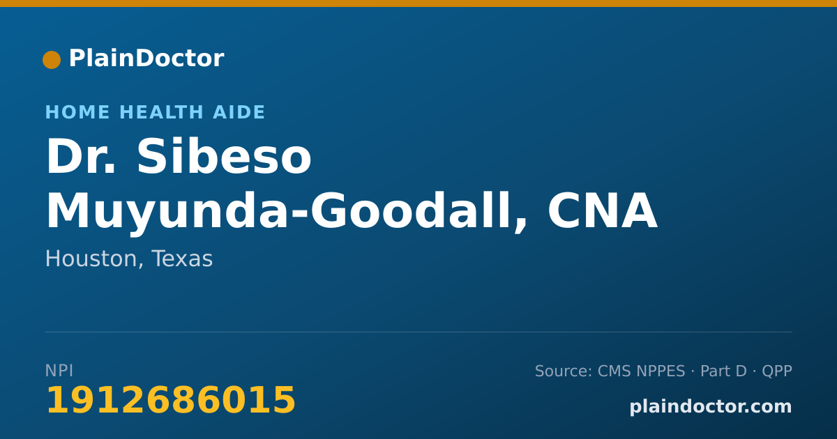 Shareable card for Sibeso Muyunda-Goodall, CNA - Home Health Aide, Houston, TX