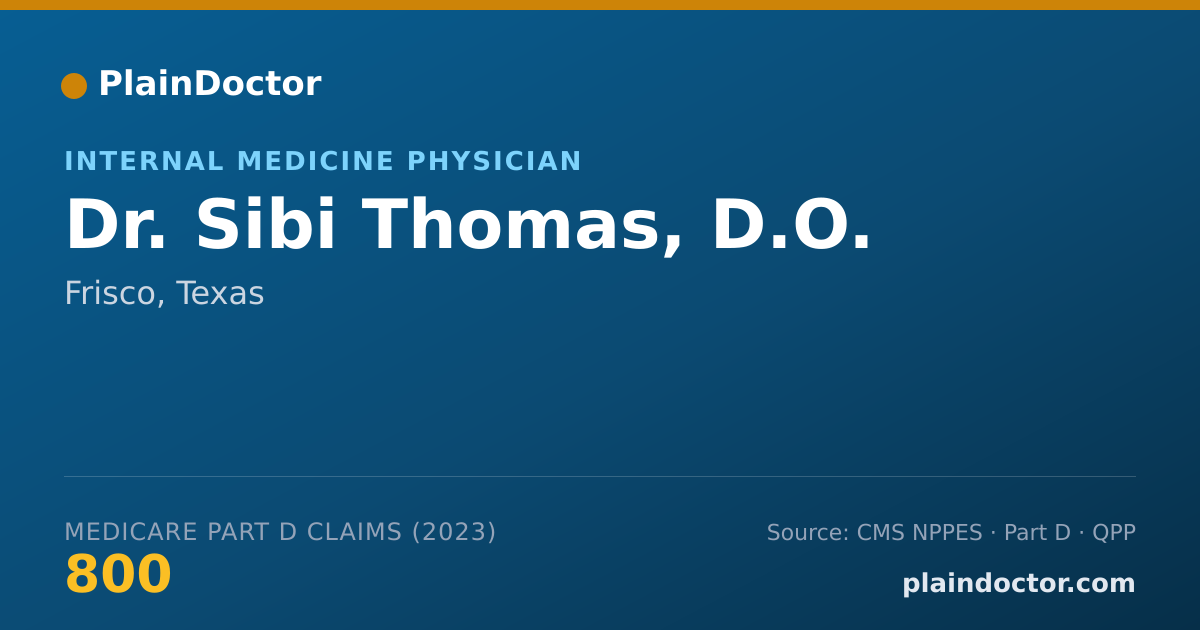 Shareable card for Sibi Thomas, D.O. - Internal Medicine Physician, Frisco, TX