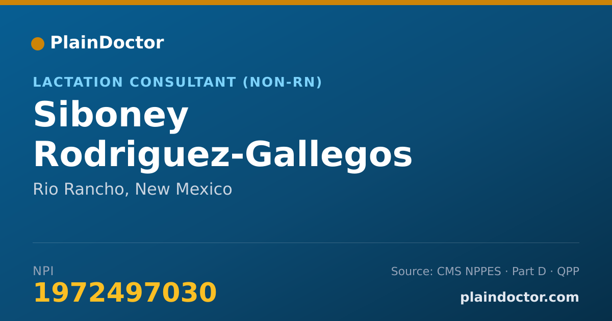 Shareable card for Siboney Rodriguez-Gallegos - Lactation Consultant (Non-RN), Rio Rancho, NM