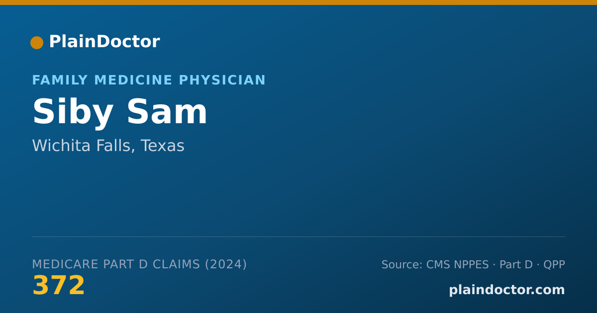 Shareable card for Siby Sam - Family Medicine Physician, Wichita Falls, TX