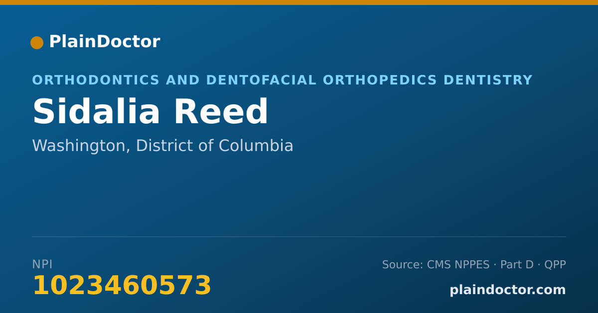 Shareable card for Sidalia Reed - Orthodontics and Dentofacial Orthopedics Dentistry, Washington, DC