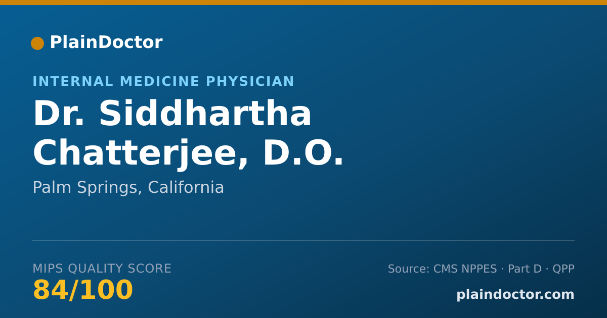 Shareable card for Siddhartha Chatterjee, D.O. - Internal Medicine Physician, Palm Springs, CA