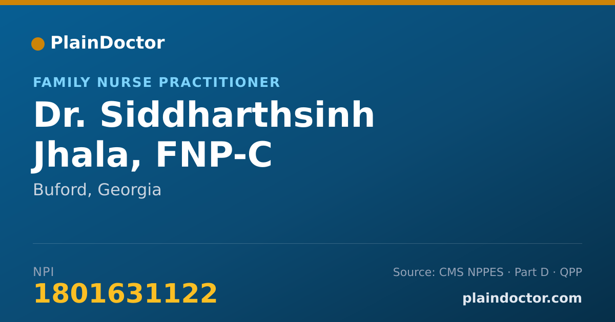 Shareable card for Siddharthsinh Jhala, FNP-C - Family Nurse Practitioner, Buford, GA