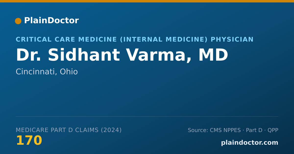 Shareable card for Sidhant Varma, MD - Critical Care Medicine (Internal Medicine) Physician, Cincinnati, OH