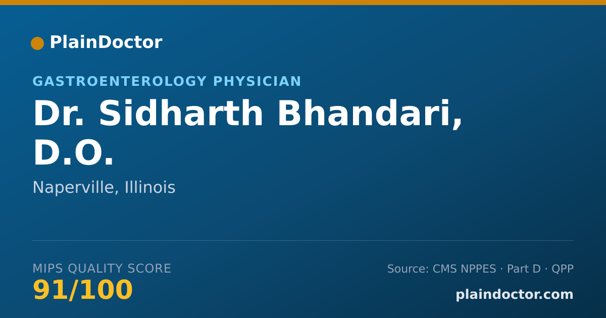 Shareable card for Sidharth Bhandari, D.O. - Gastroenterology Physician, Naperville, IL