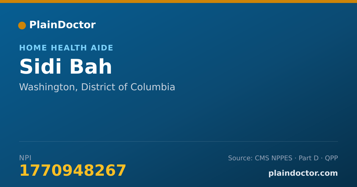Shareable card for Sidi Bah - Home Health Aide, Washington, DC