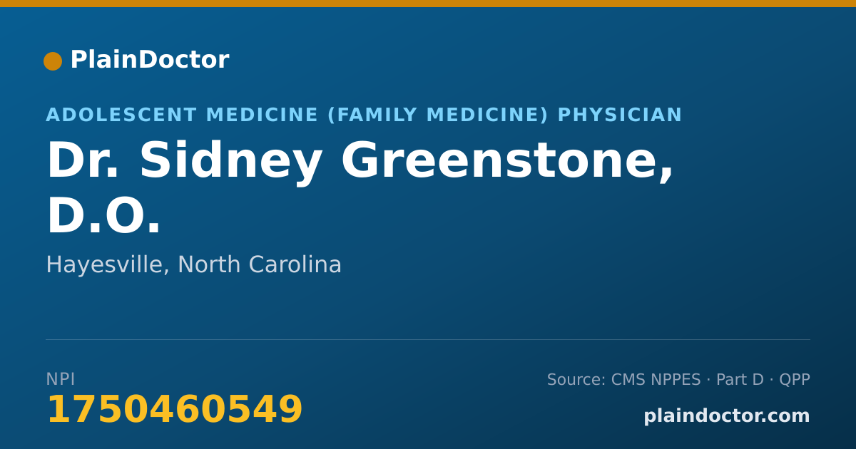 Shareable card for Sidney Greenstone, D.O. - Adolescent Medicine (Family Medicine) Physician, Hayesville, NC