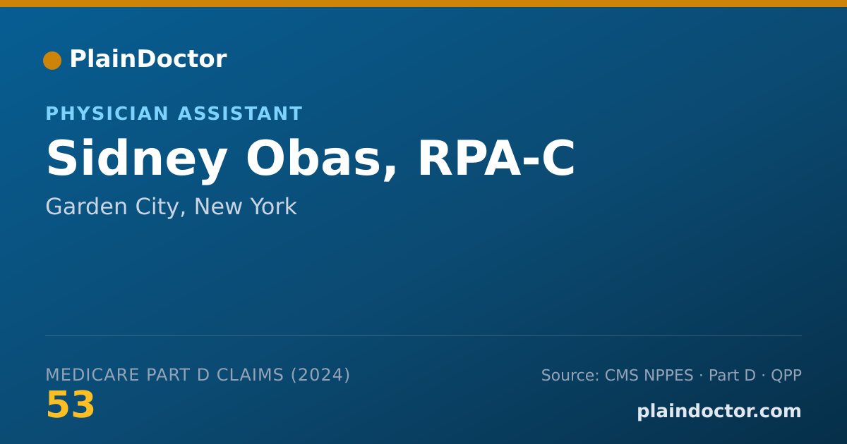Shareable card for Sidney Obas, RPA-C - Physician Assistant, Garden City, NY