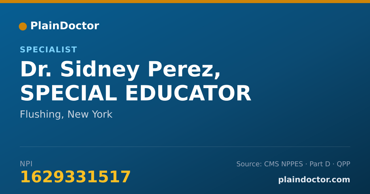 Shareable card for Sidney Perez, SPECIAL EDUCATOR - Specialist, Flushing, NY