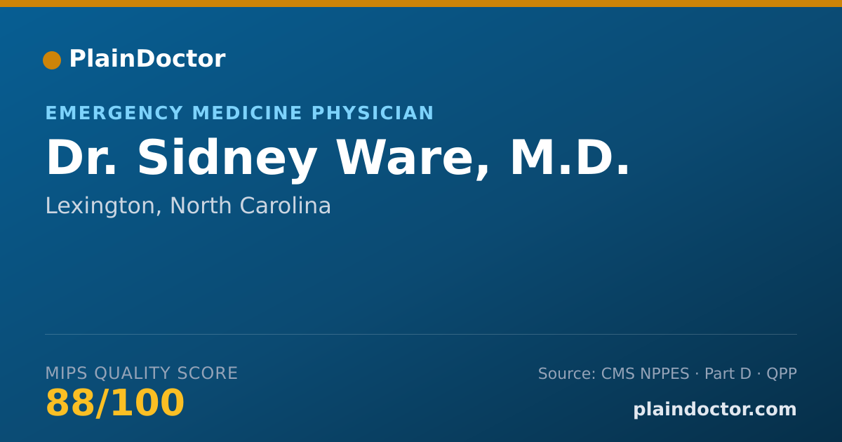 Shareable card for Sidney Ware, M.D. - Emergency Medicine Physician, Lexington, NC