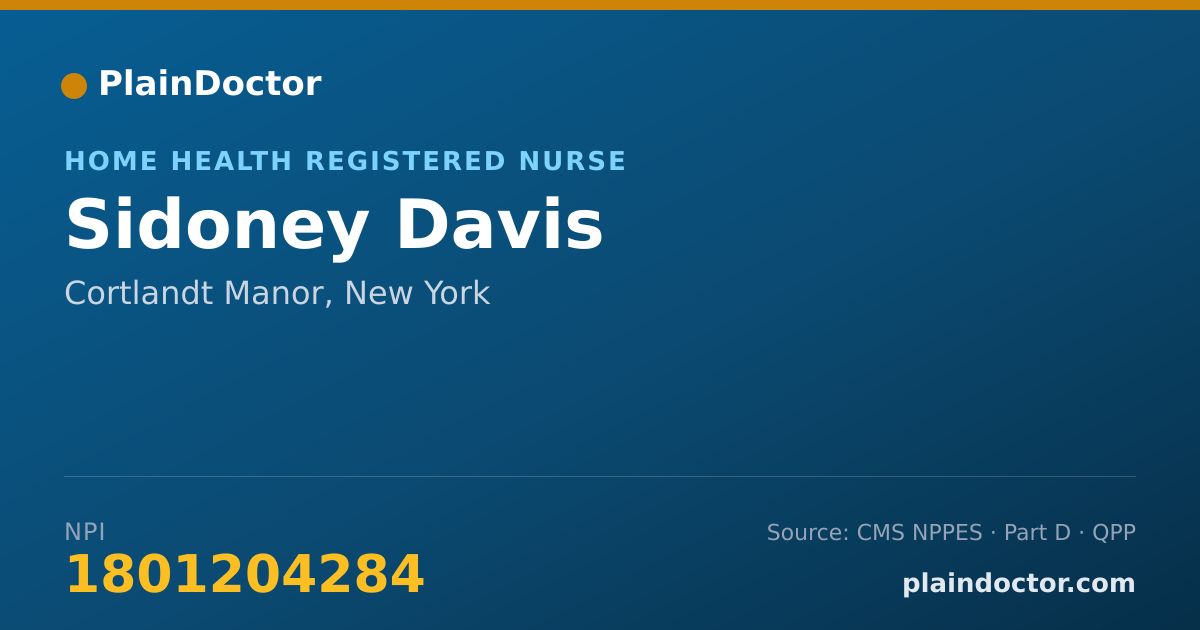 Shareable card for Sidoney Davis - Home Health Registered Nurse, Cortlandt Manor, NY