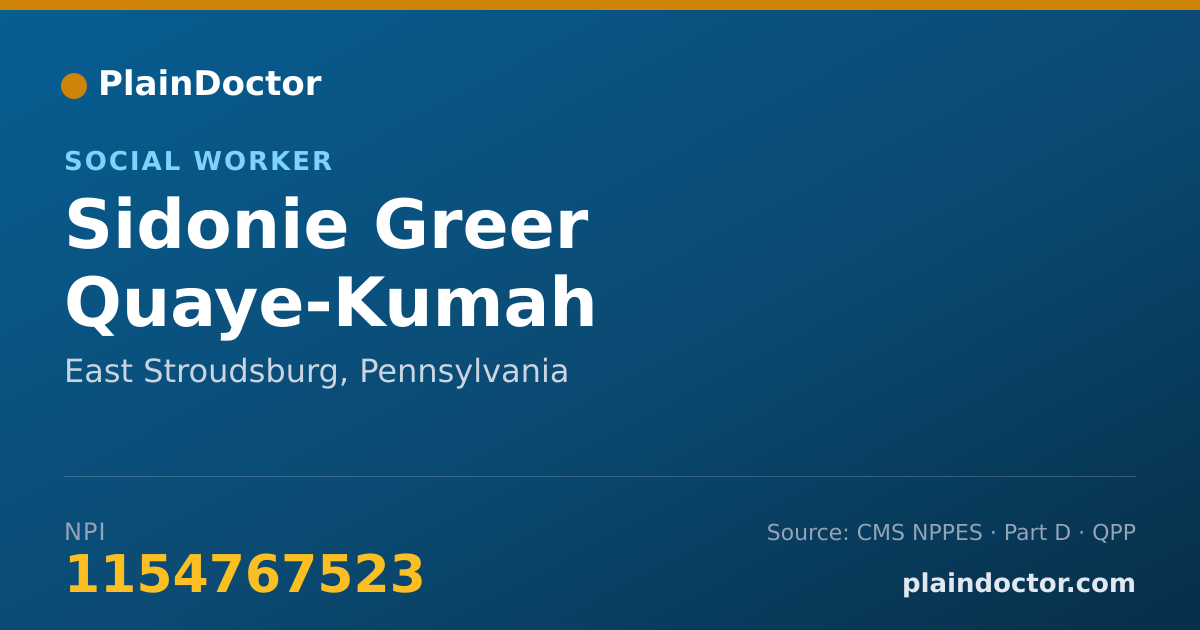 Shareable card for Sidonie Greer Quaye-Kumah - Social Worker, East Stroudsburg, PA
