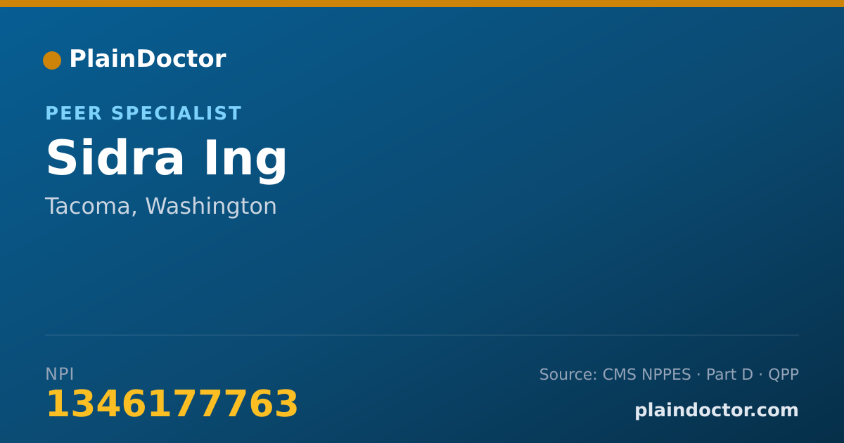 Shareable card for Sidra Ing - Peer Specialist, Tacoma, WA